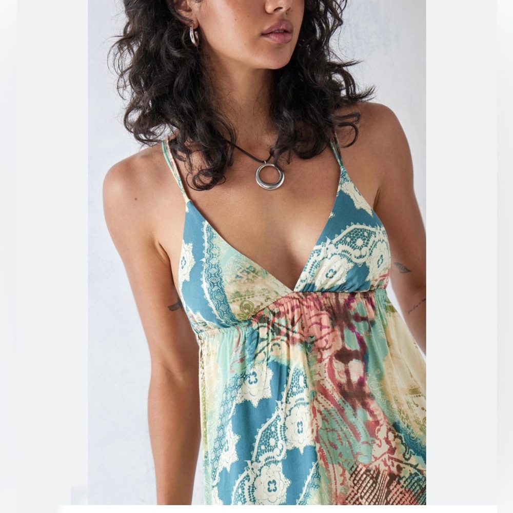 Urban Outfitters Clover Strappy-Back Mini Dress